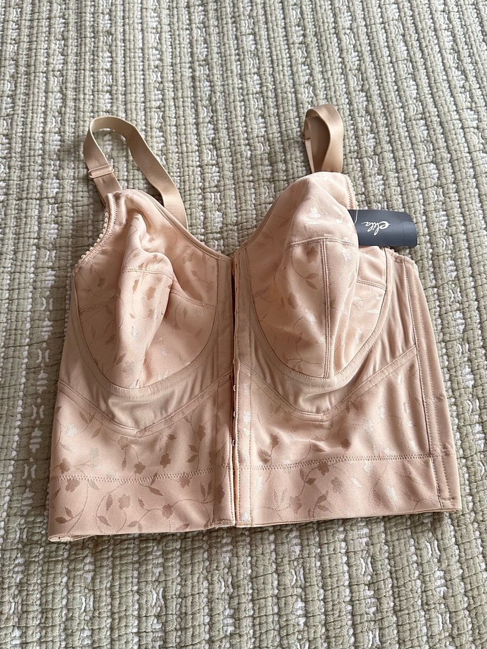 Elila Floral Longline Support Bra - Beige